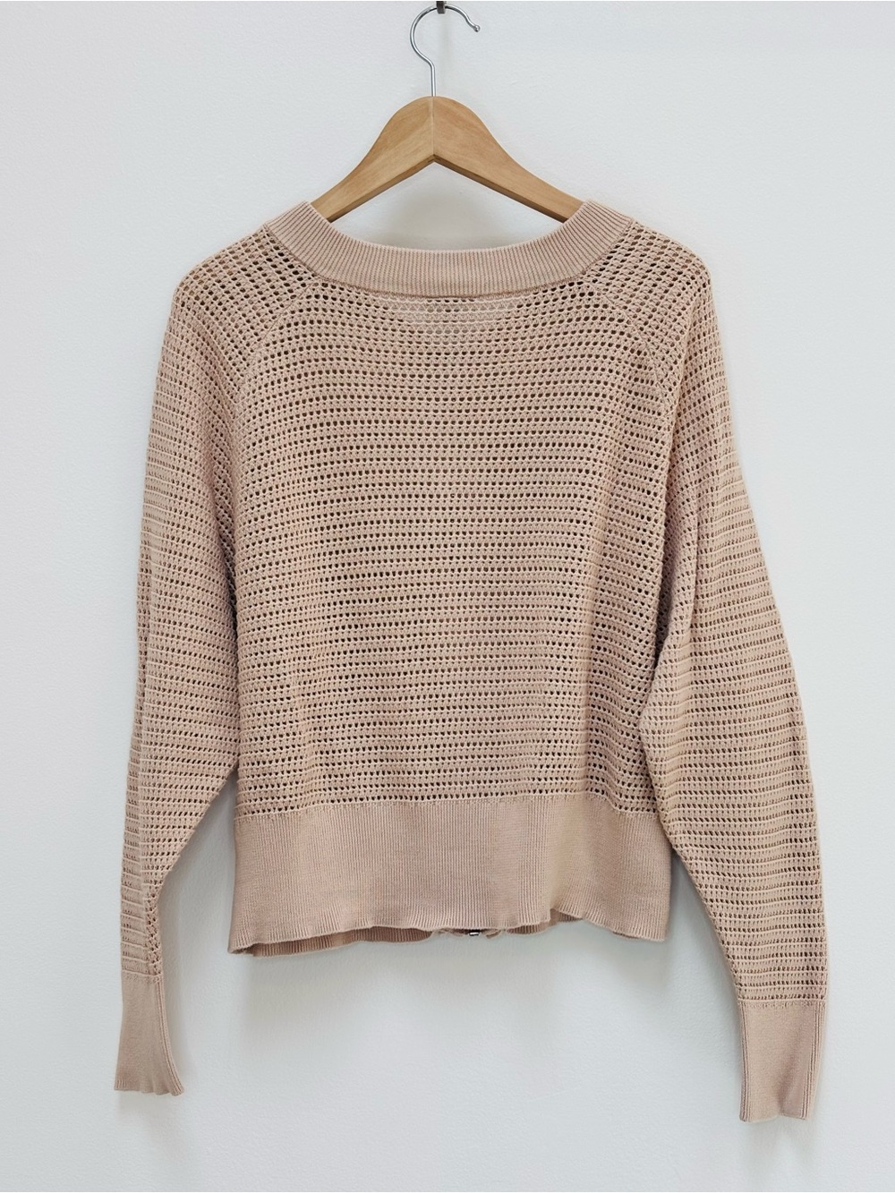 Varley Cameron Knit Cardigan Sweater Full Zip Cotton Moonlight Beige Large - Picture 7 of 14